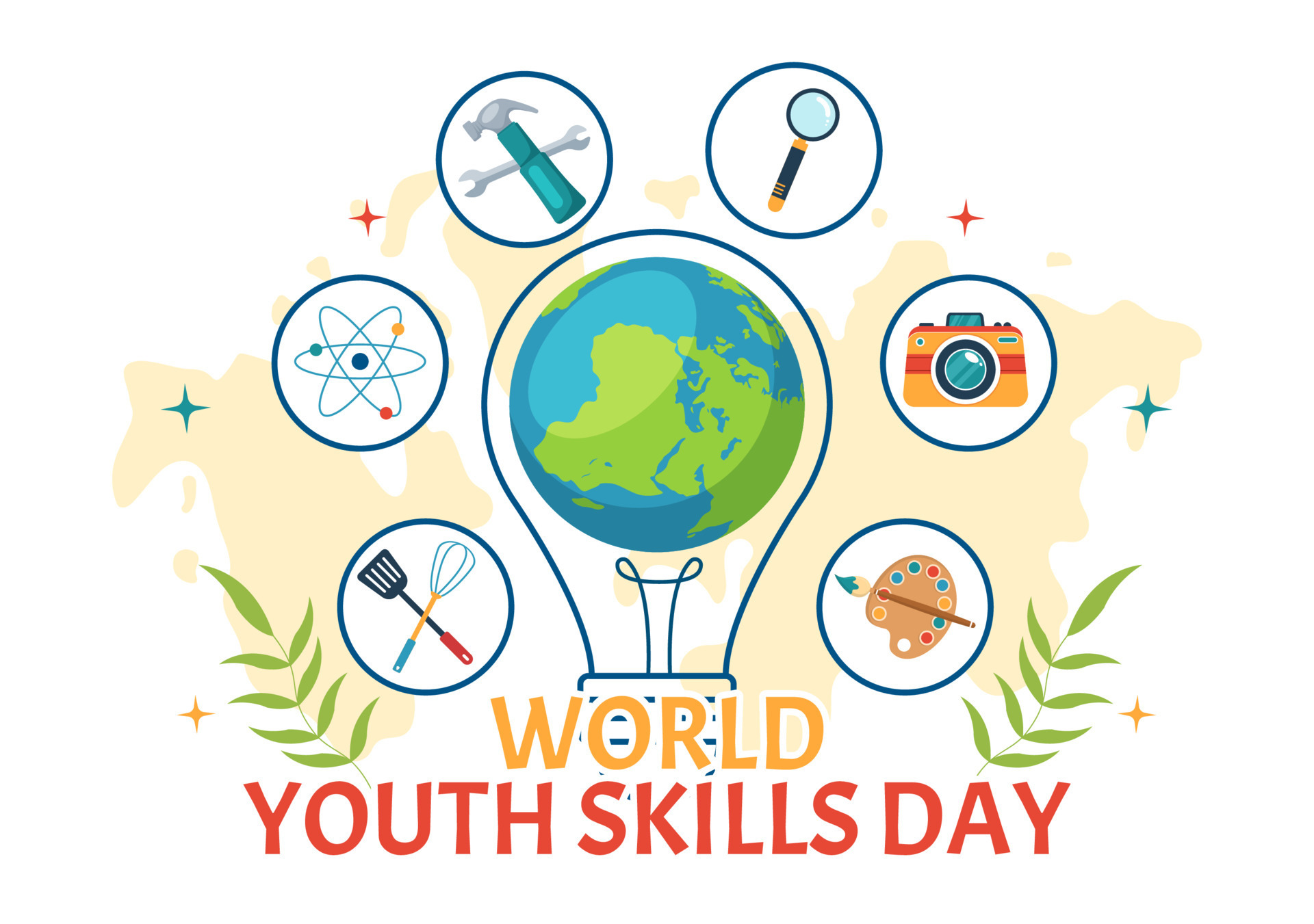 World Youth Skills Day Vector Illustration of People with Skill for