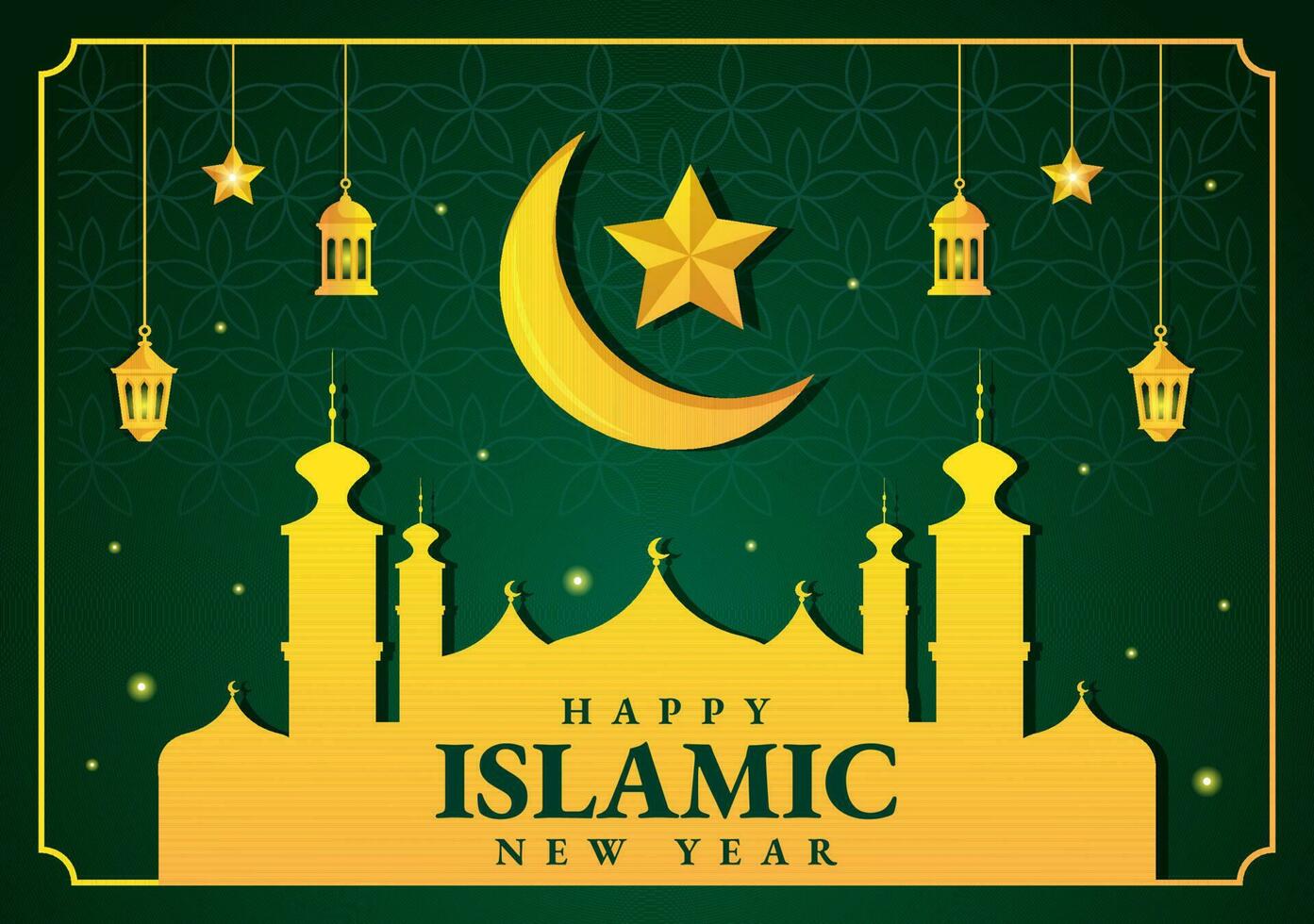 Happy Muharram Islamic New Year Vector Illustration with Muslims Celebration in Flat Cartoon Hand Drawn Landing Page Background Templates