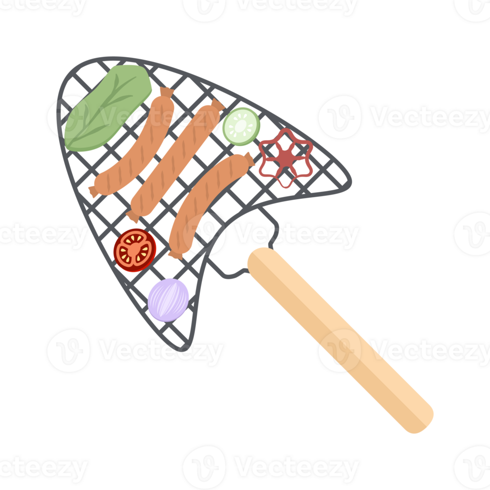 Delicious Grilled Sausages on an Iron Grill png