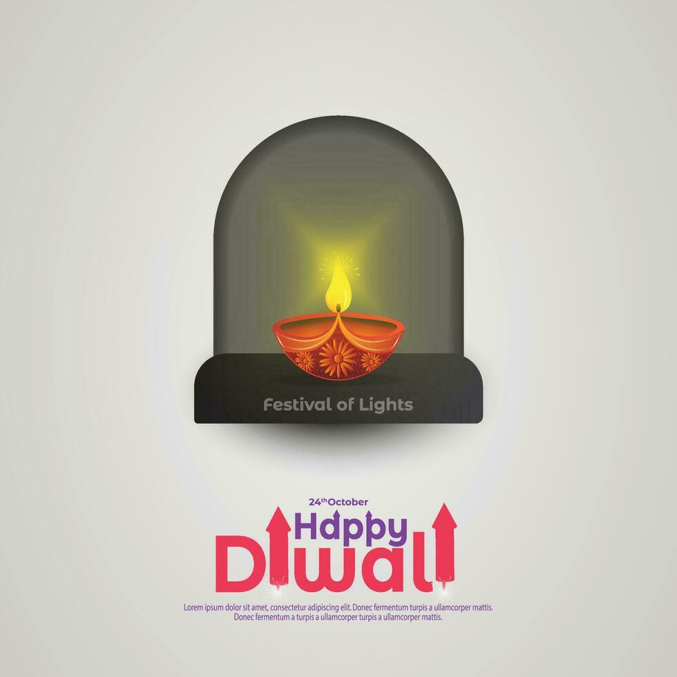 contento día de la independencia diya petróleo lámpara elementos en blanco antecedentes para diwali festival celebracion. festival de luces vector