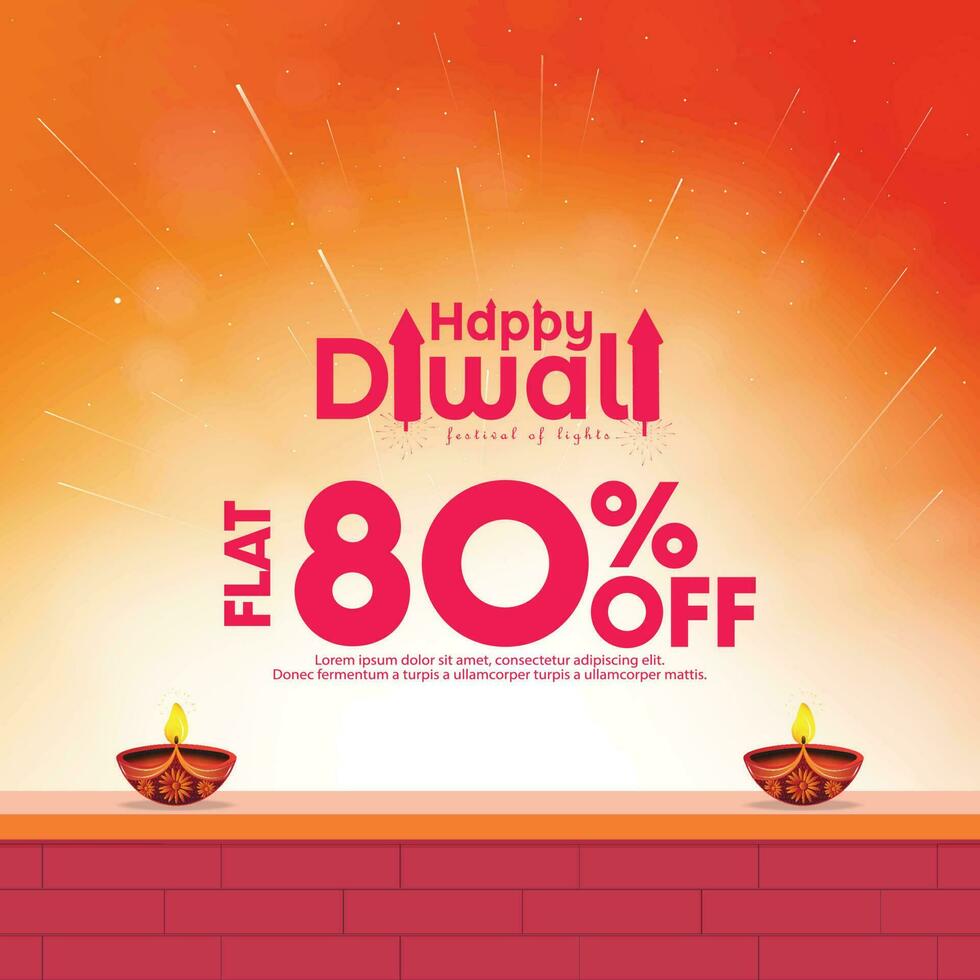 Happy Diwali. Happy Diwali creative design with oil lamp. Wish you a beautiful Happy Diwali text. vector