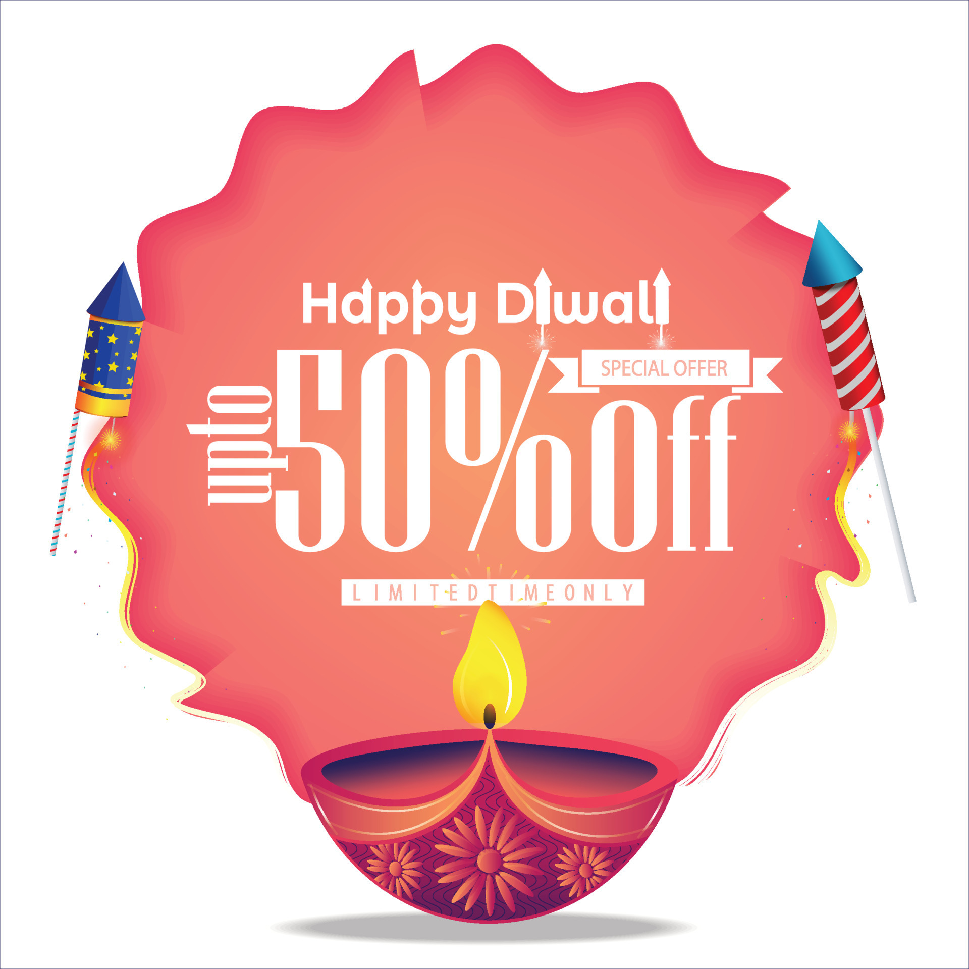 Diwali Sale banner design with diya oil lamp. Festival sale, offer
