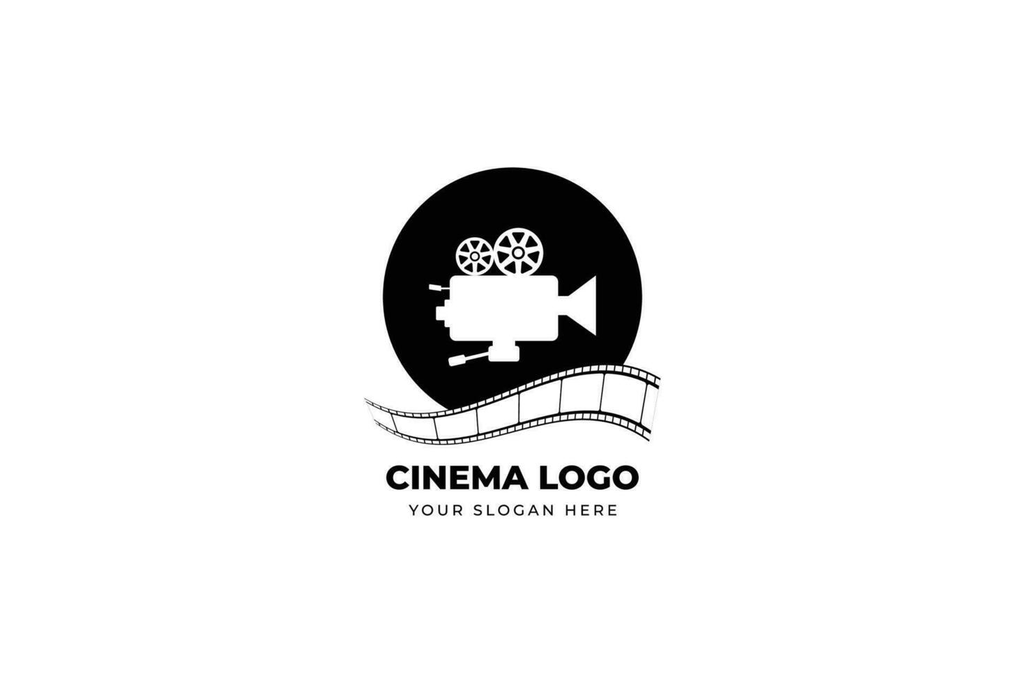 cinema camera roll film logo design template illustration vector