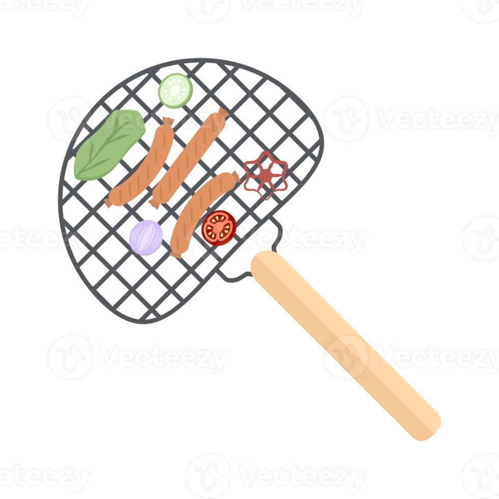 Delicious Grilled Sausages on an Iron Grill png