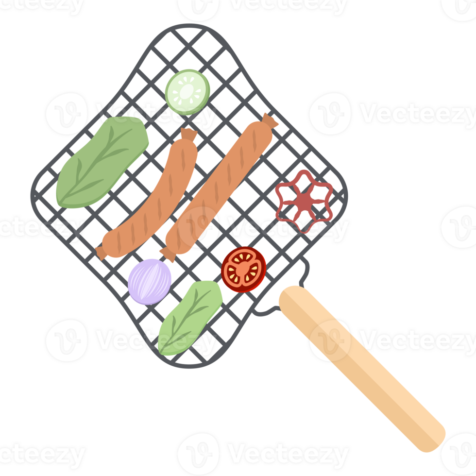 Delicious Grilled Sausages on an Iron Grill png