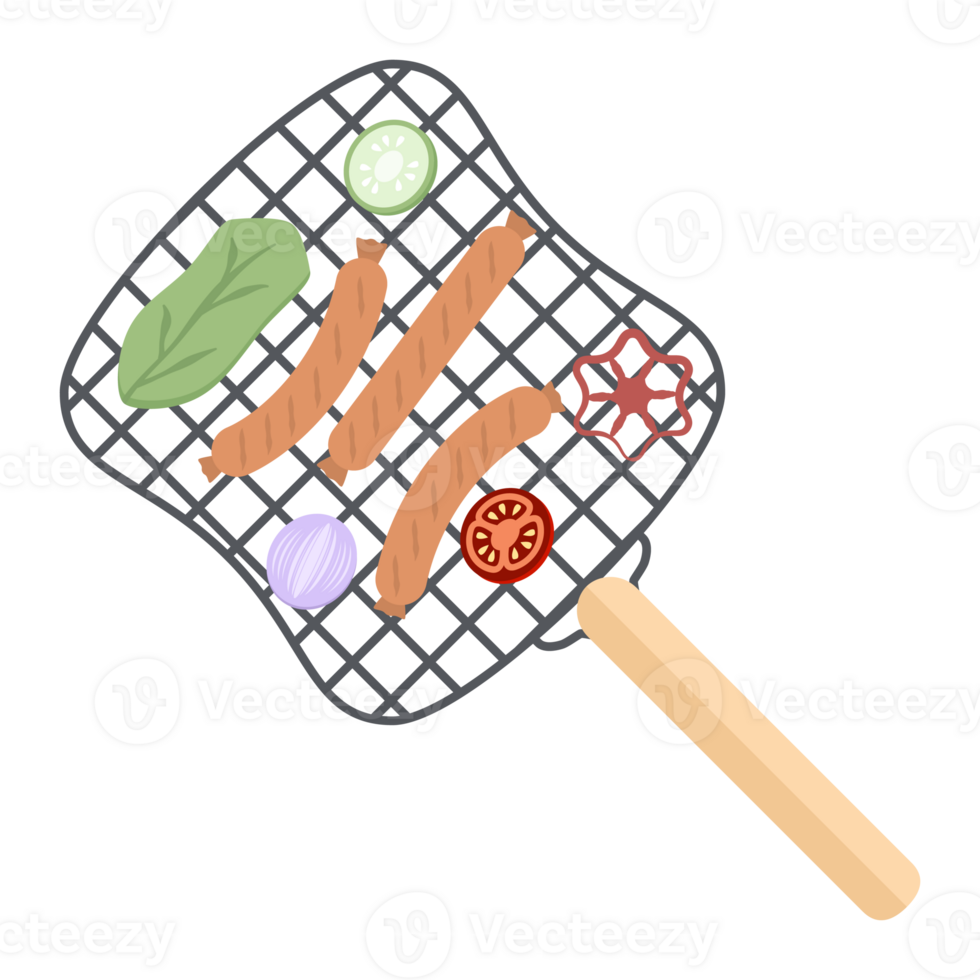Delicious Grilled Sausages on an Iron Grill png