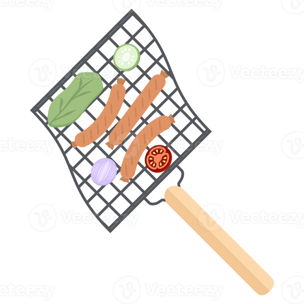Delicious Grilled Sausages on an Iron Grill png
