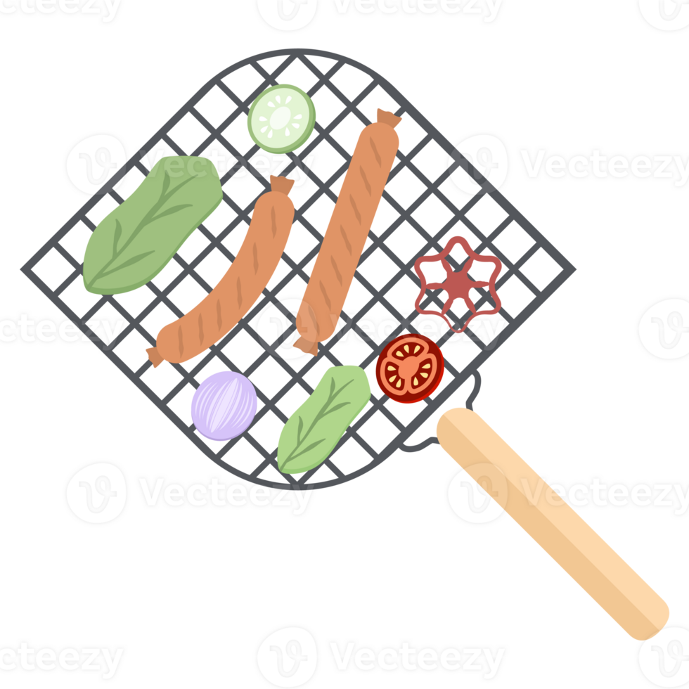 Delicious Grilled Sausages on an Iron Grill png