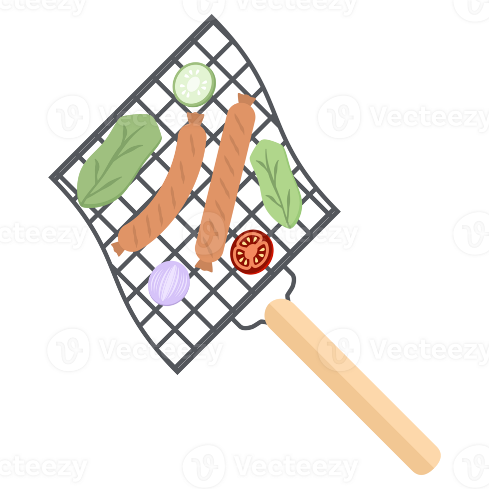 Delicious Grilled Sausages on an Iron Grill png