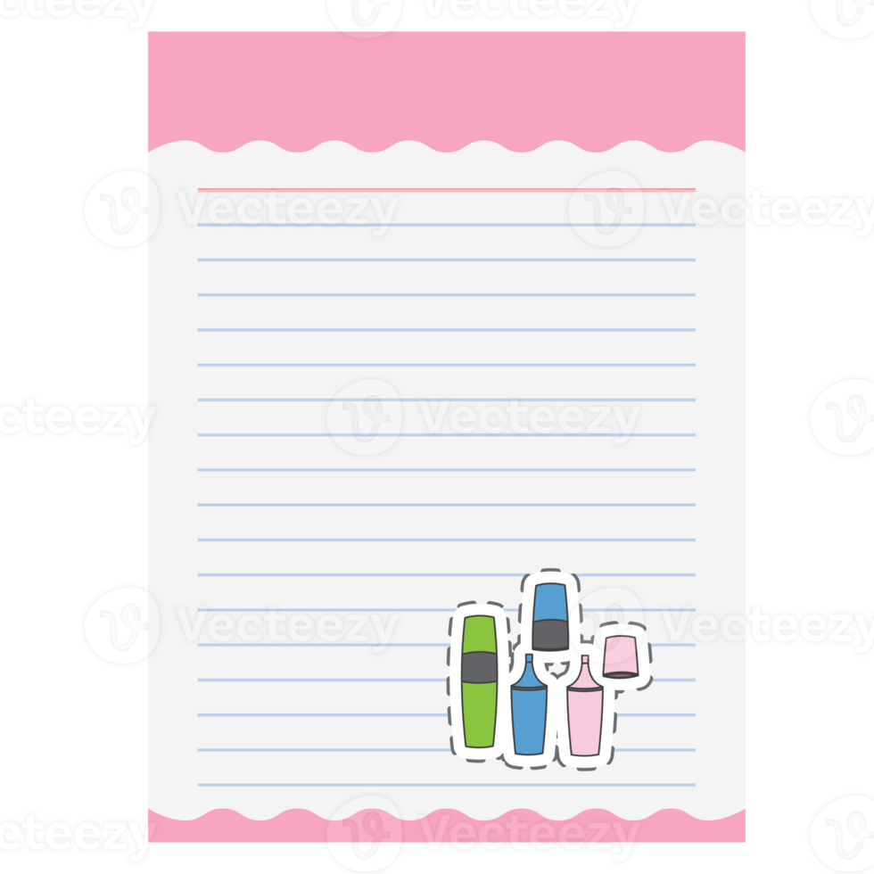 Paper Note Aesthetic Multi-Color Markers Sticker Back To School png