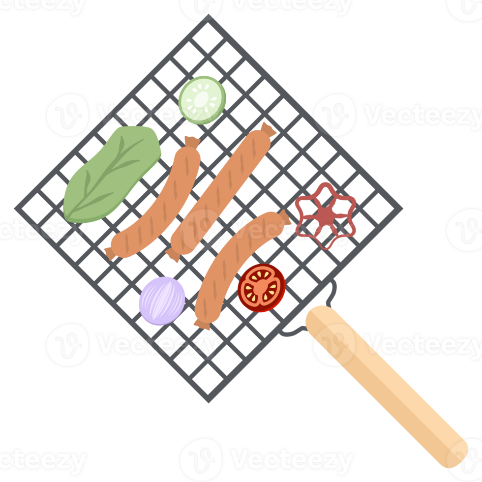 Delicious Grilled Sausages on an Iron Grill png