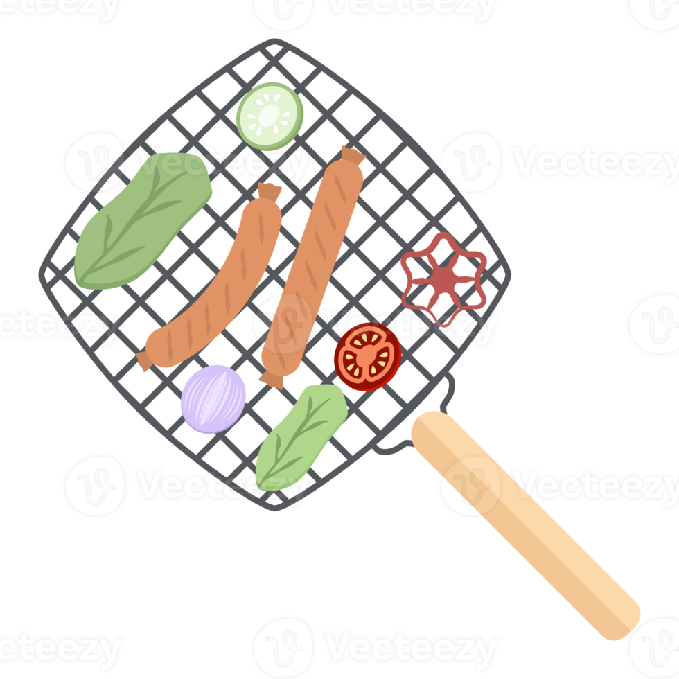 Delicious Grilled Sausages on an Iron Grill png