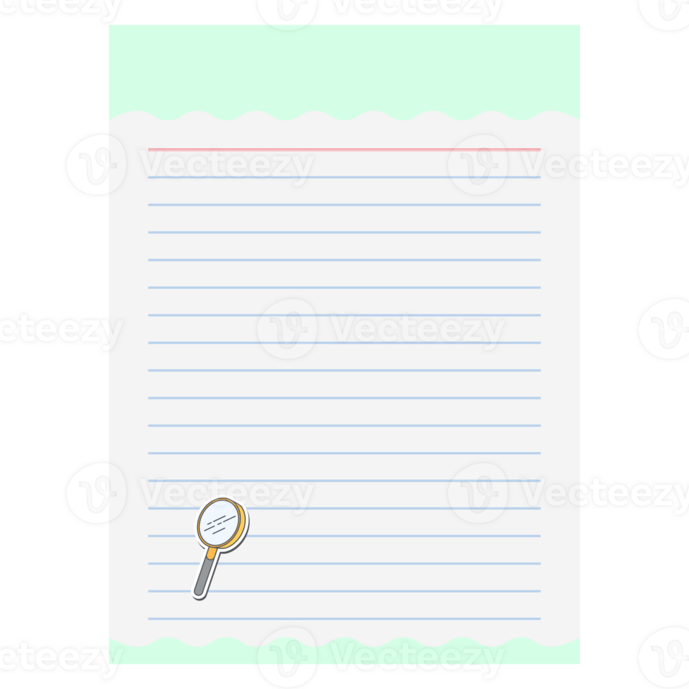 Paper Note Magnifying glass Back to School Sticker Set Yellow Edition png