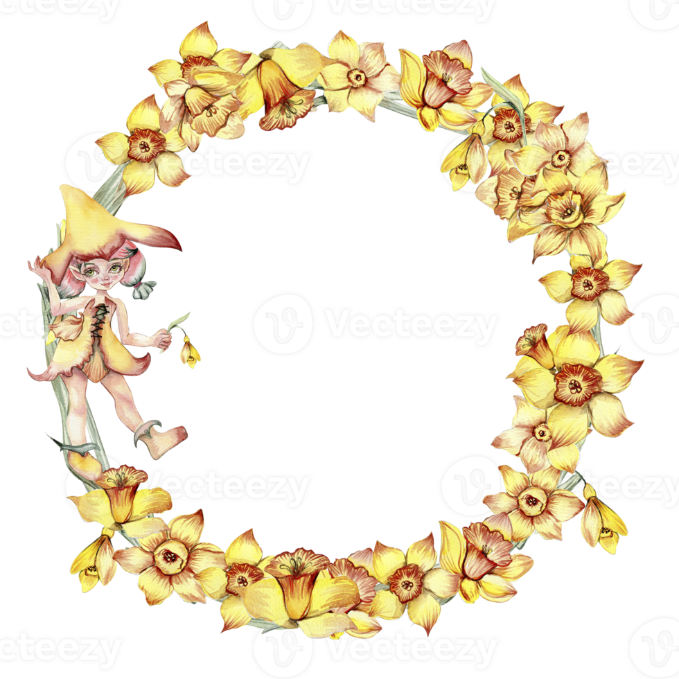 Summer flowers wreath,watercolor illustration for cards,backgrounds. Watercolor illustration for scrapbooking. Cartoon hand drawn background with flower for kids design.Perfect for wedding invitation. png
