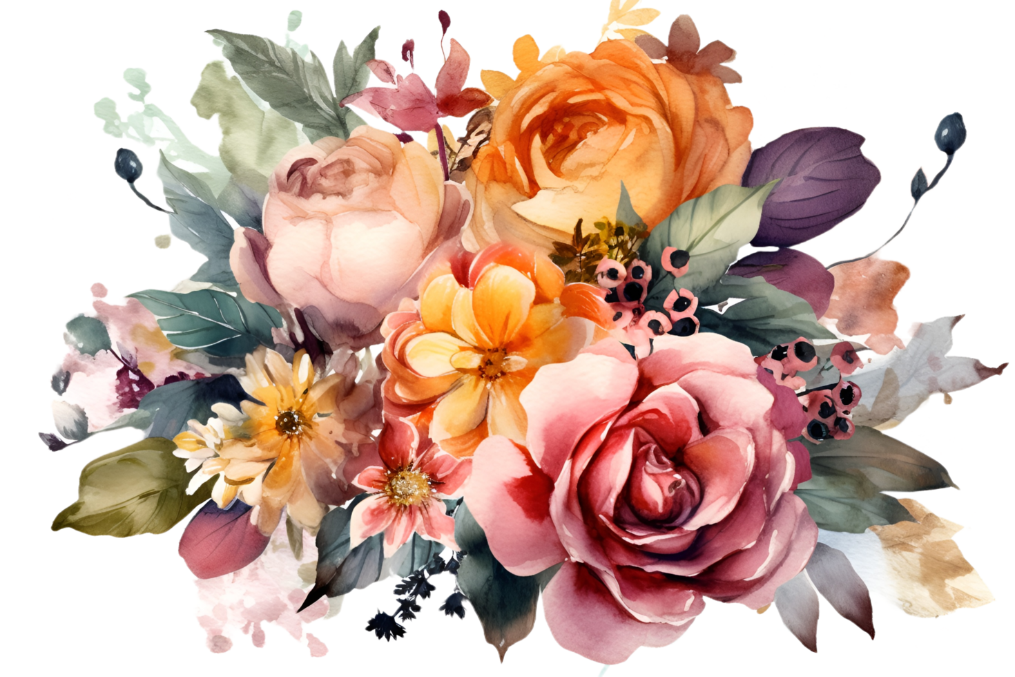 flor ramo de flores acuarela clipart ai generado png