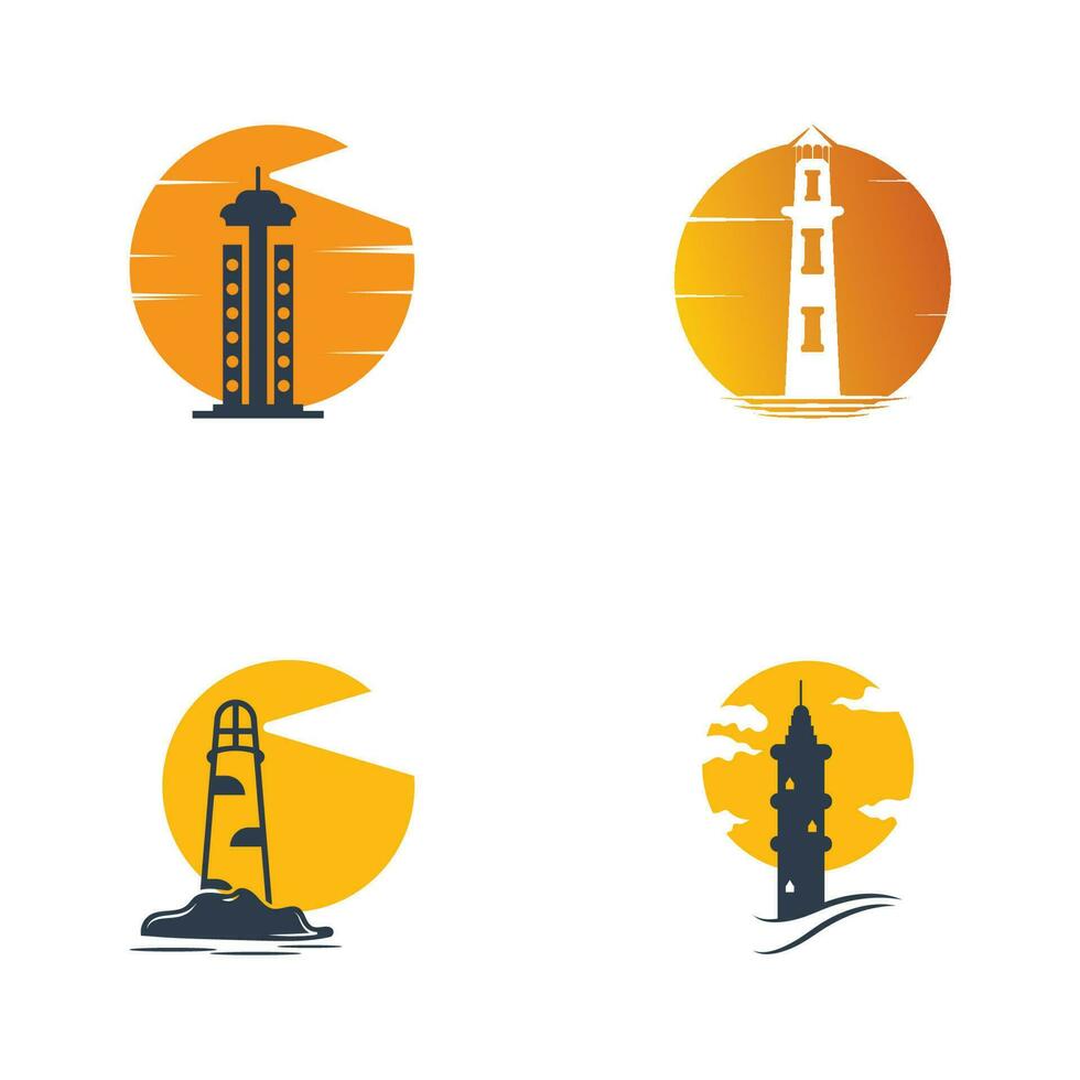 Lighthouse icon logo and vector illustration beacon tower design