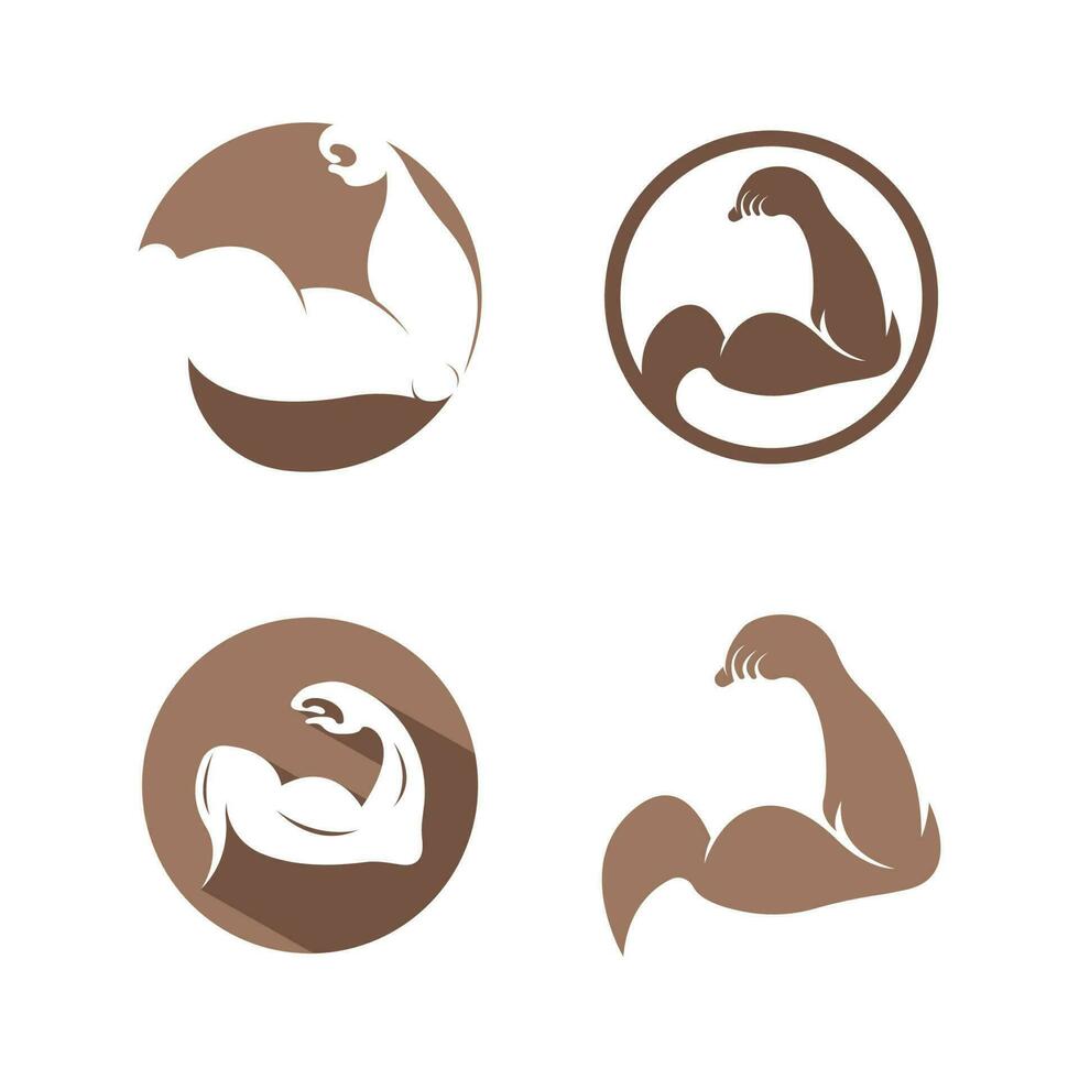 Arm muscle silhouette logo biceps icon vector