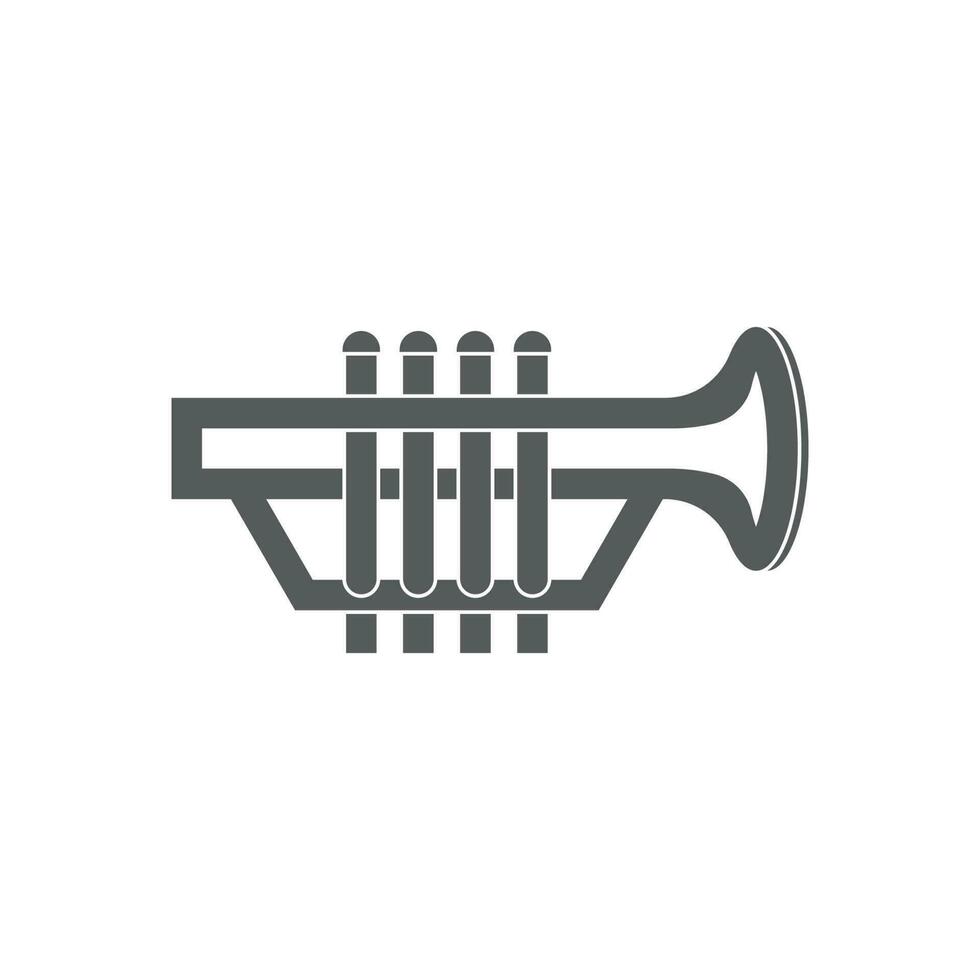 trompeta de icono simple de instrumento musical para música jazz vector