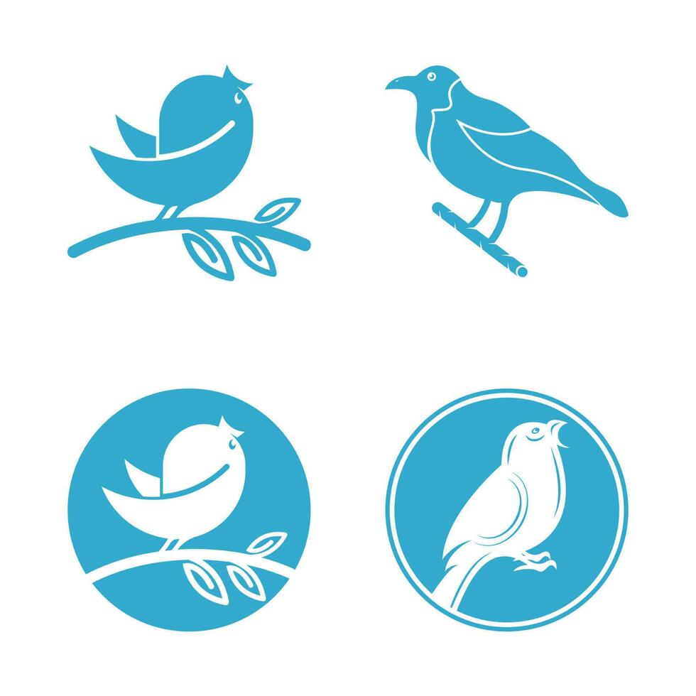 símbolo y diseño de icono de logotipo de pájaro elegante vector