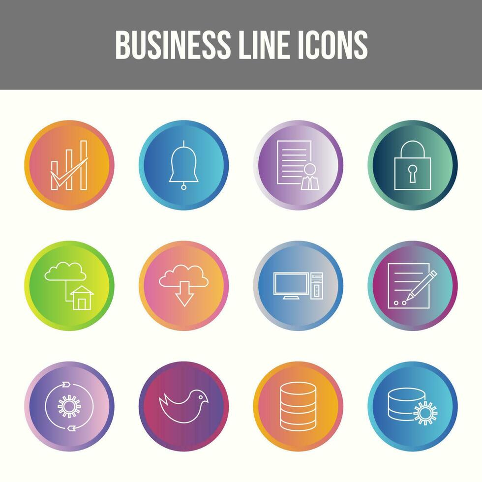 Unique Business Line icon set vector