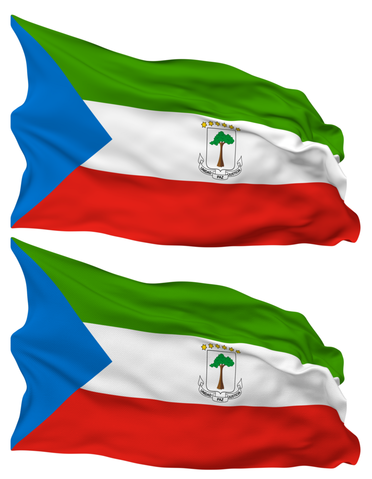 Equatorial Guinea Flag Waves Isolated in Plain and Bump Texture, with Transparent Background, 3D Rendering png