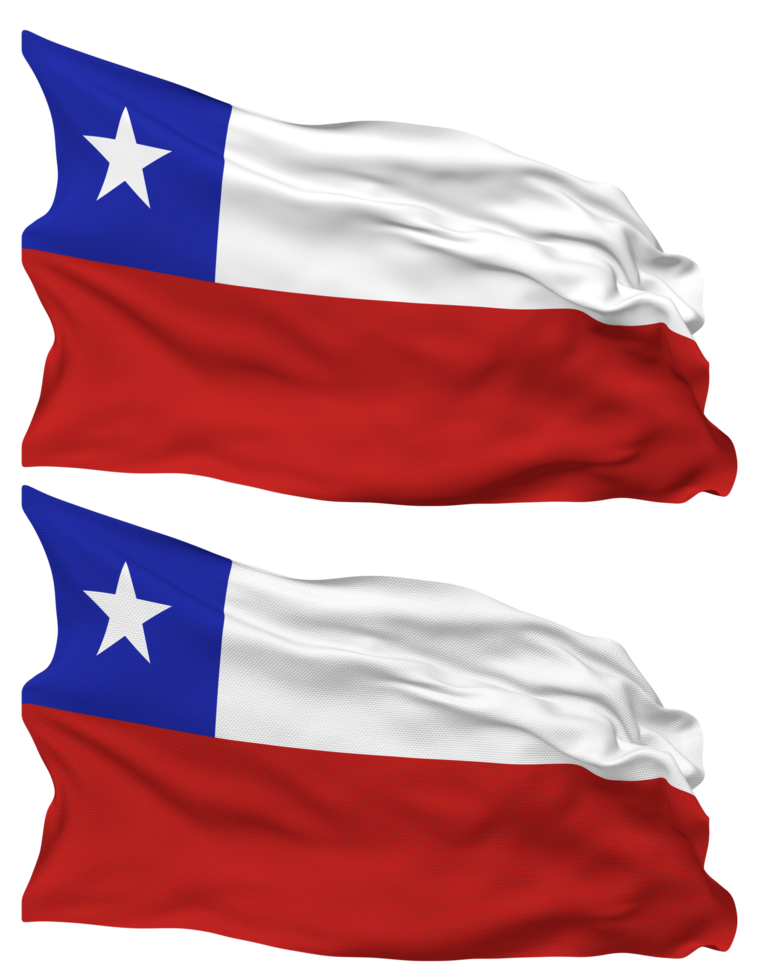 Chile Flag Waves Isolated in Plain and Bump Texture, with Transparent Background, 3D Rendering png