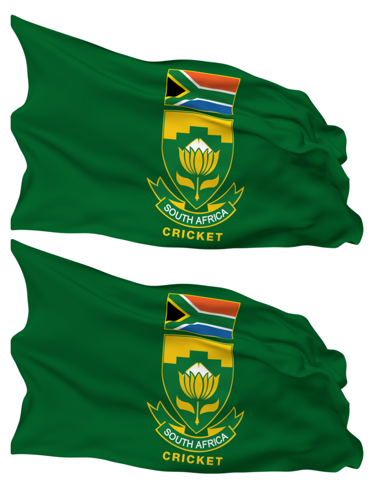 Cricket South Africa, CSA Flag Waves Isolated in Plain and Bump Texture, with Transparent Background, 3D Rendering png