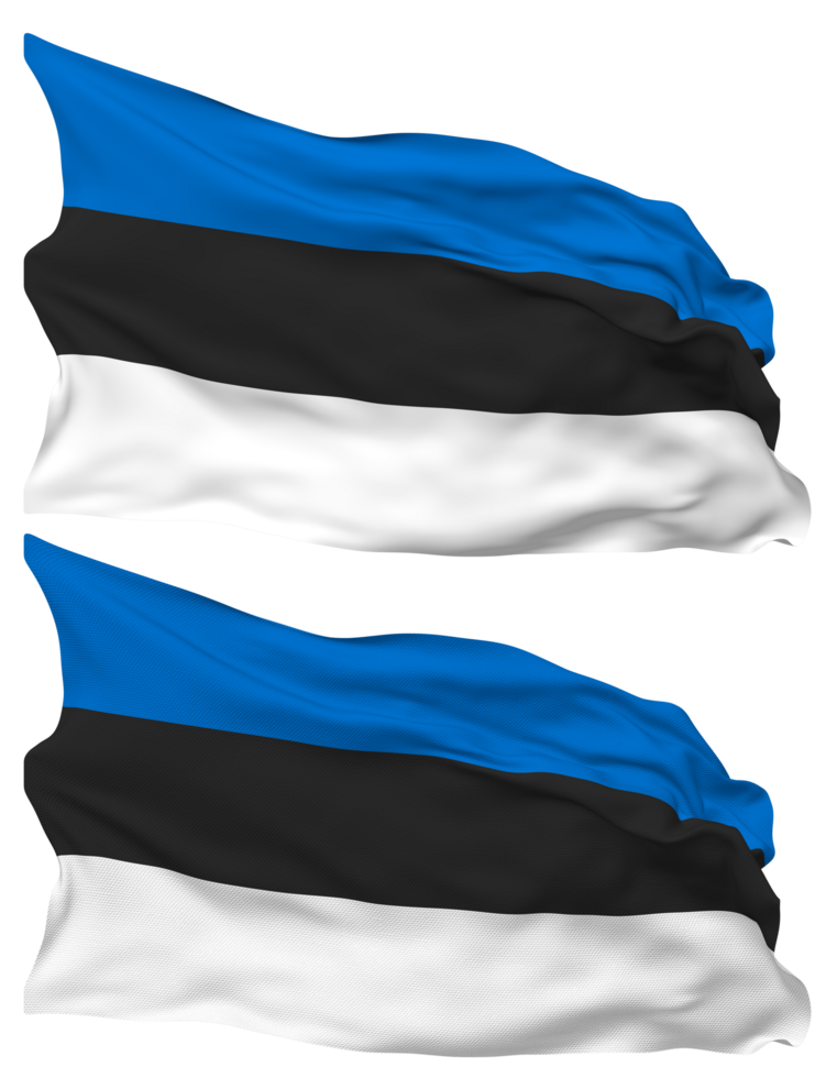 Estonia Flag Waves Isolated in Plain and Bump Texture, with Transparent Background, 3D Rendering png