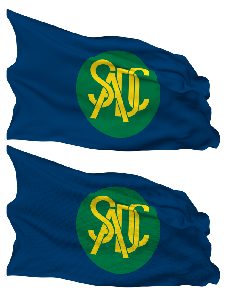 Southern African Development Community, SADC Flag Waves Isolated in Plain and Bump Texture, with Transparent Background, 3D Rendering png