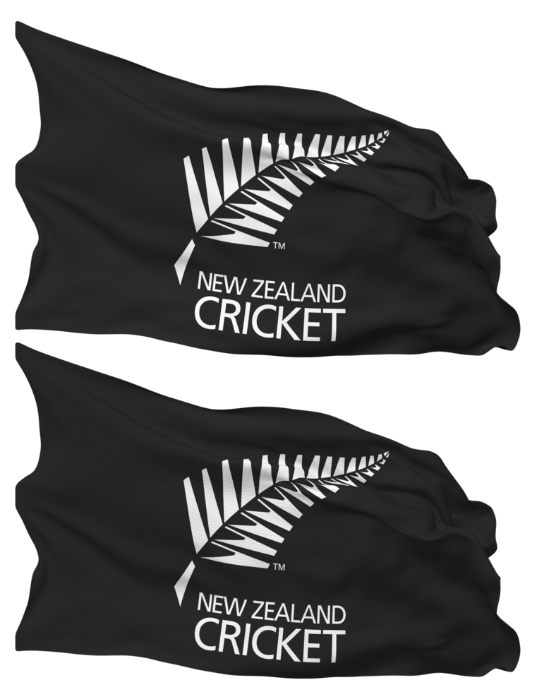 New Zealand Cricket, NZC Flag Waves Isolated in Plain and Bump Texture, with Transparent Background, 3D Rendering png