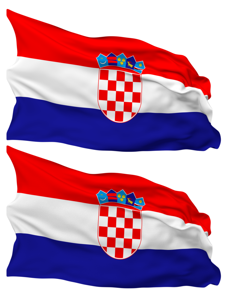 Kroatië vlag golven geïsoleerd in duidelijk en buil textuur, met transparant achtergrond, 3d renderen png