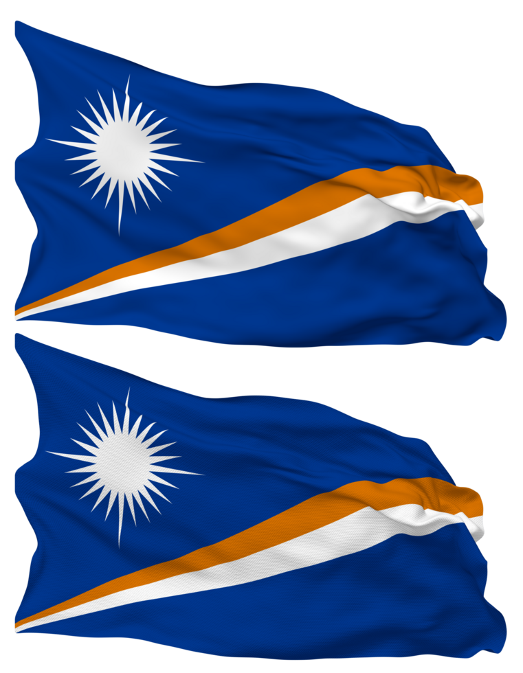Marshall Islands Flag Waves Isolated in Plain and Bump Texture, with Transparent Background, 3D Rendering png
