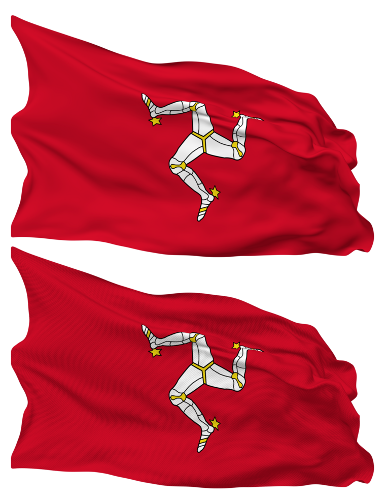 Isle of Man Flag Waves Isolated in Plain and Bump Texture, with Transparent Background, 3D Rendering png