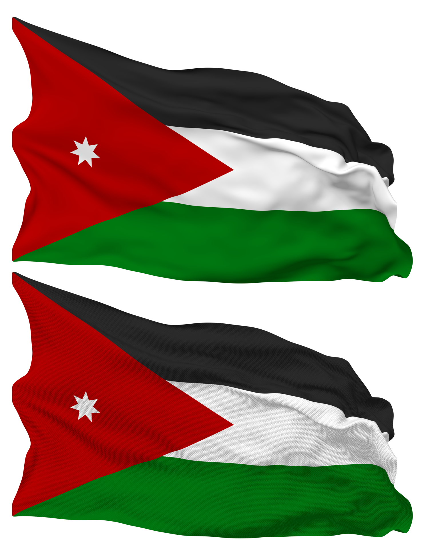 Jordan Flag Waves Isolated in Plain and Bump Texture, with Transparent