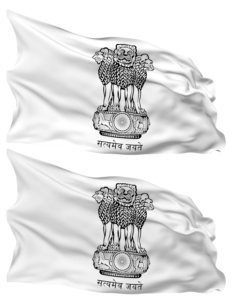India Emblem Flag Waves Isolated in Plain and Bump Texture, with Transparent Background, 3D Rendering png