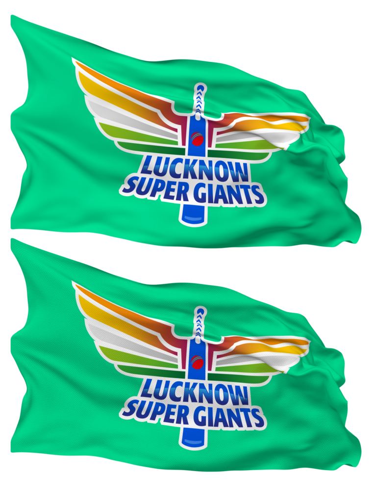 Lucknow Super Giants, LSG Flag Waves Isolated in Plain and Bump Texture, with Transparent Background, 3D Rendering png