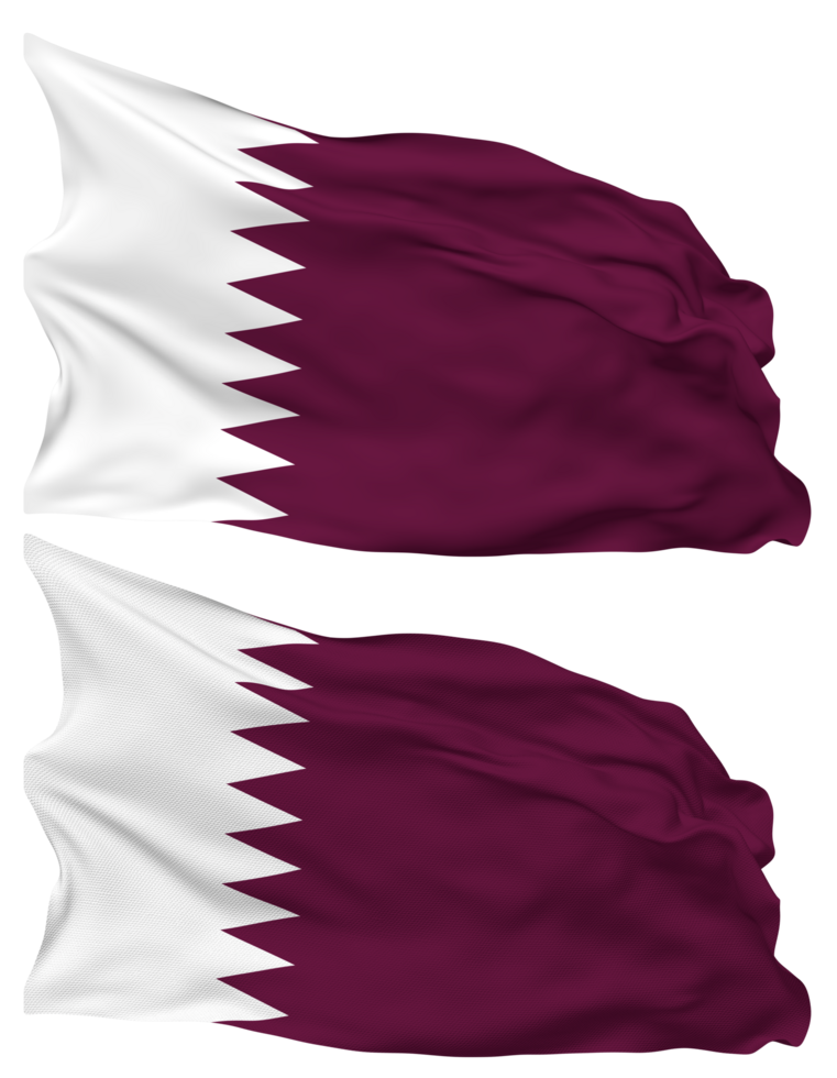 Qatar Flag Waves Isolated in Plain and Bump Texture, with Transparent Background, 3D Rendering png