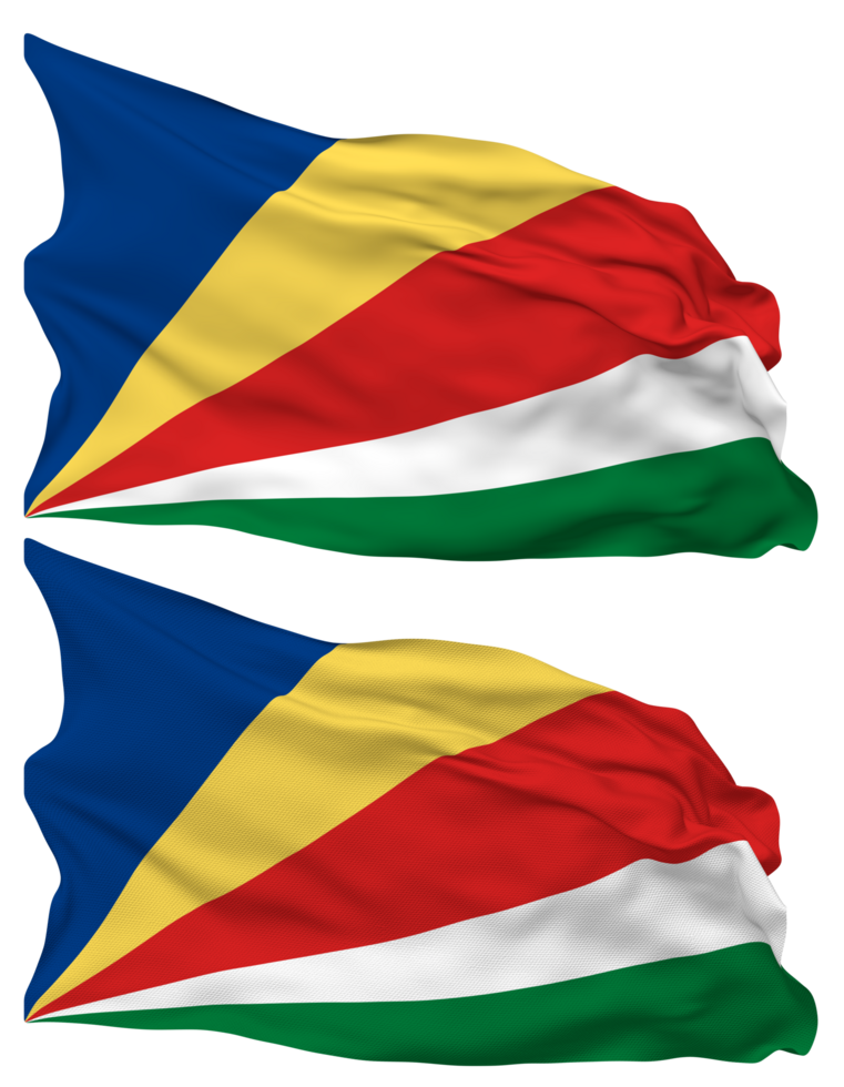 Seychelles Flag Waves Isolated in Plain and Bump Texture, with Transparent Background, 3D Rendering png