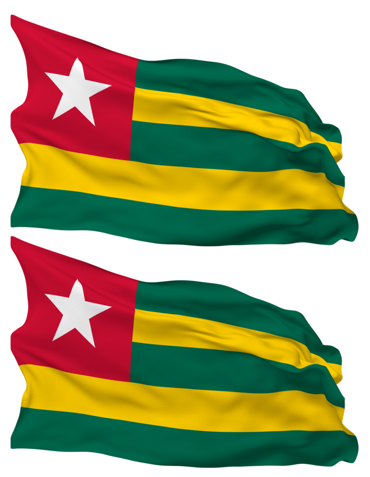 Togo flagga vågor isolerat i enkel och stöta textur, med transparent bakgrund, 3d tolkning png
