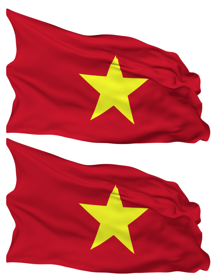 vietnam flagga vågor isolerat i enkel och stöta textur, med transparent bakgrund, 3d tolkning png