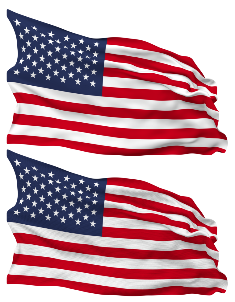 United States Flag Waves Isolated in Plain and Bump Texture, with Transparent Background, 3D Rendering png