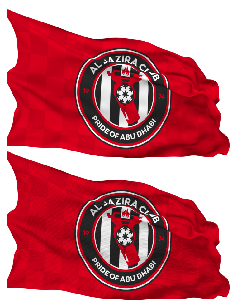 Al Jazira Football Club Flag Waves Isolated in Plain and Bump Texture, with Transparent Background, 3D Rendering png