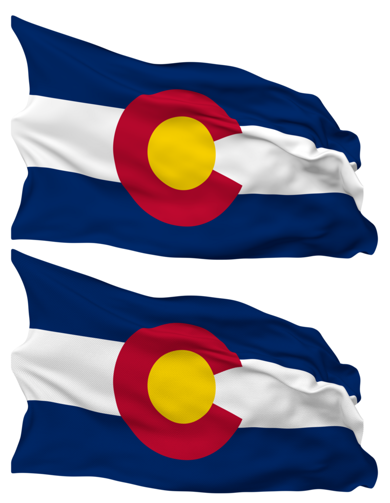 State of Colorado Flag Waves Isolated in Plain and Bump Texture, with Transparent Background, 3D Rendering png