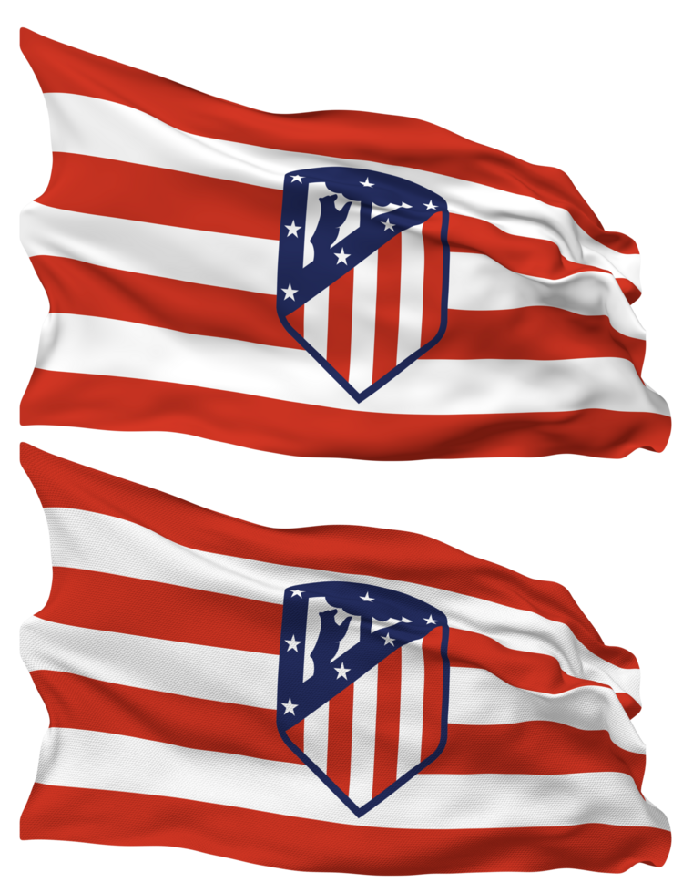 Club Atletico de Madrid Football Club Flag Waves Isolated in Plain and Bump Texture, with Transparent Background, 3D Rendering png