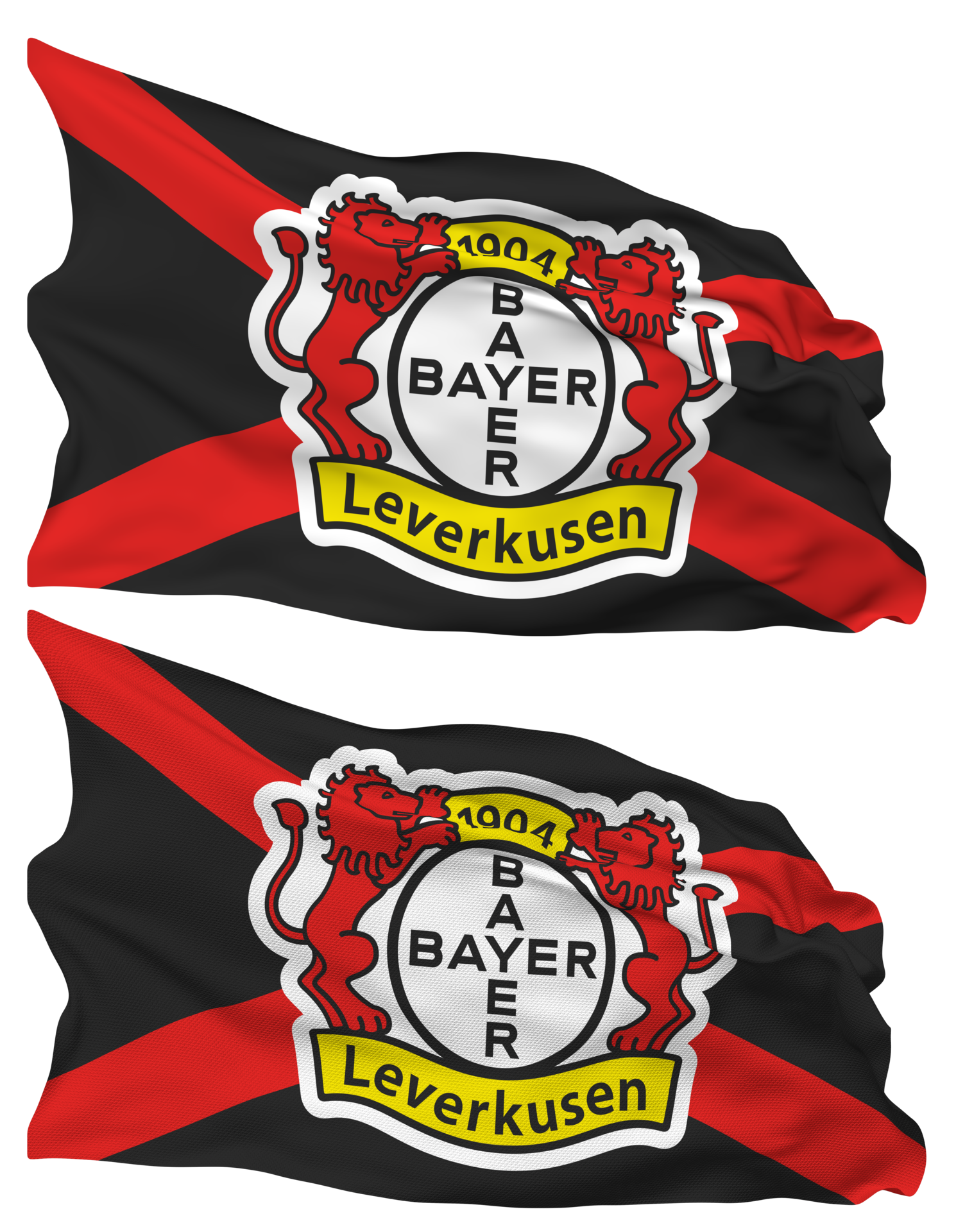 Free Bayer 04 Leverkusen, Bayer Leverkusen Flag Waves Isolated in Plain