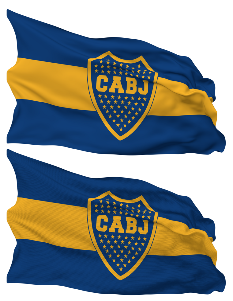 club atlético boca juniors bandera olas aislado en llanura y bache textura, con transparente fondo, 3d representación png