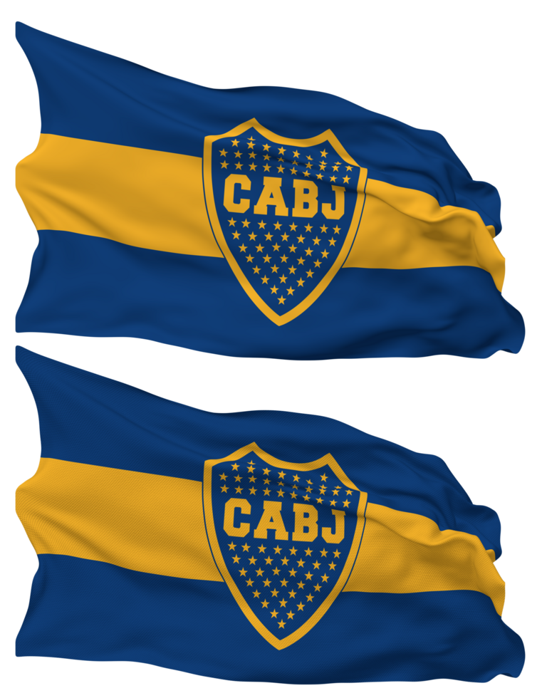 Club Atletico Boca Juniors Flag Waves Isolated in Plain and Bump Texture, with Transparent Background, 3D Rendering png