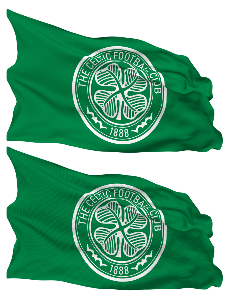 The Celtic Football Club Flag Waves Isolated in Plain and Bump Texture, with Transparent Background, 3D Rendering png