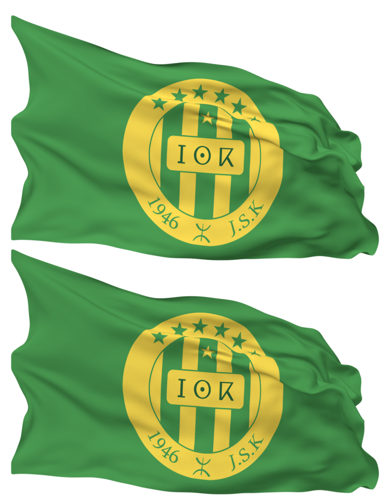 Jeunesse Sportive de Kabylie Football Club Flag Waves Isolated in Plain and Bump Texture, with Transparent Background, 3D Rendering png