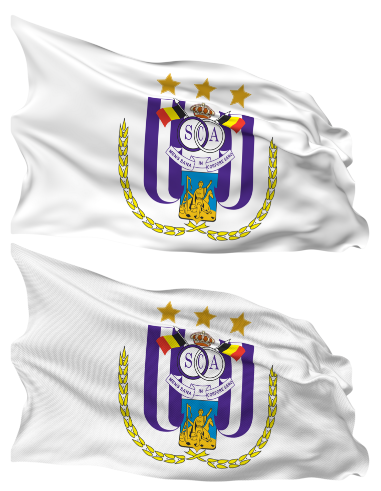 Royal sportif club anderlecht drapeau vagues isolé dans plaine et bosse texture, avec transparent arrière-plan, 3d le rendu png